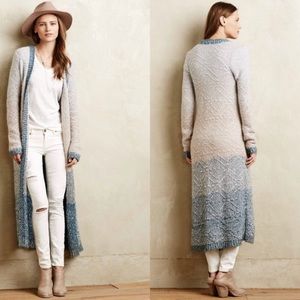 Anthropologie Moth Blu Loopstitch Ombré Long Duster Cardigan sweater